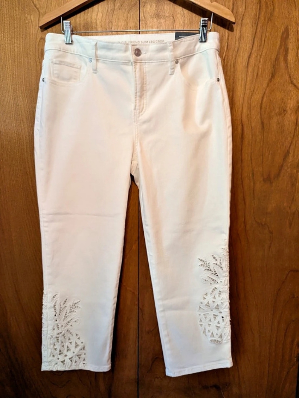 chico's So Slimming Girlfriend Slim Leg Crop Jeans White Size 10P